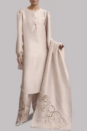 Rose Dust Embellished Raw Silk Set