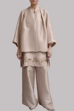 Rose Dust Embellished Raw Silk Jacket Set