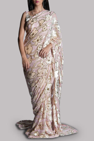 Pink Italian Chiffon Sari
