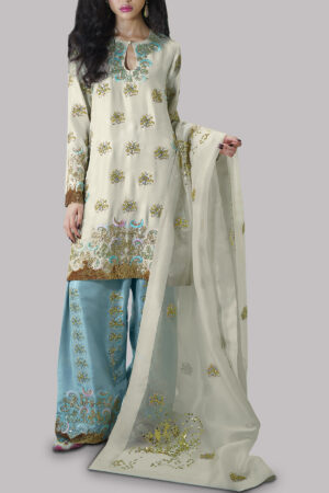 Solitary Star and Petit Four Embellished Raw Silk Set