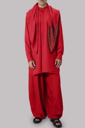 High Risk Red Shalwar Kameez Silk Set