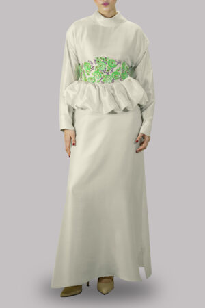 Solitary Star Plain Raw Silk Maxi With Embellished Waist Belt