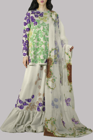 Solitary Star Embellished Raw Silk Skirt Set
