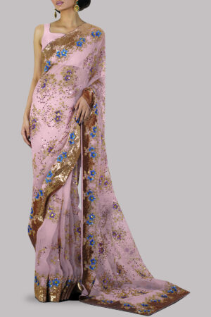 Pirouette Pink Embellished Sari