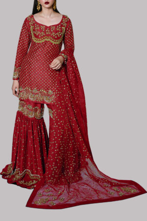 Salsa Embellished Raw Silk Gharara Set